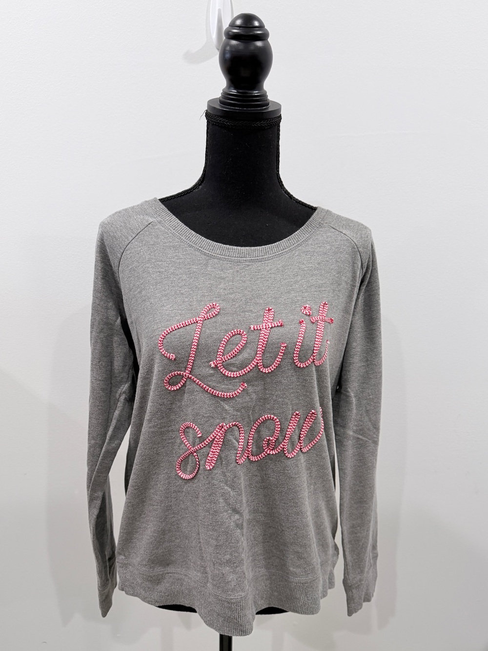Jenni by Jennifer Moore Intimates Let it Snow Cotton Blend Gray Sweater